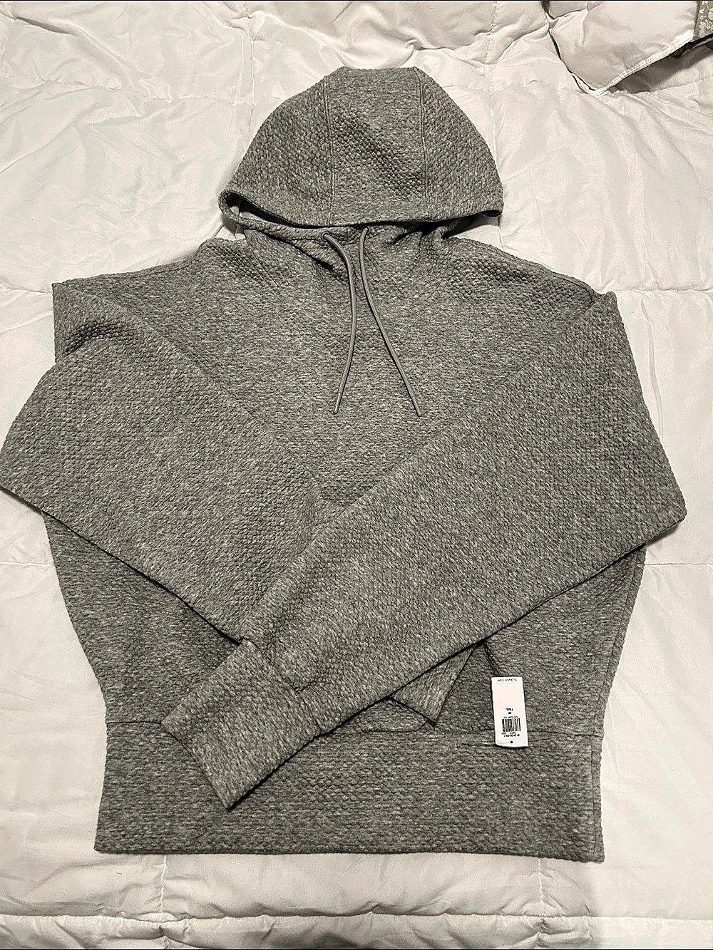 Old Navy Dynamic Fleece Textured  Crop Hoodie Sweatshirt Gray Medium TALL